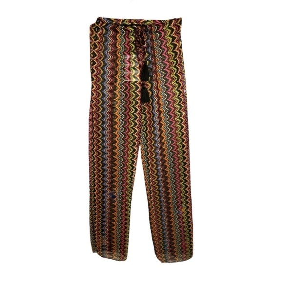 NWT Becca Carnavale Rainbow Sheer Woven Missoni Inspired Cover-Up Pants Large - Picture 8 of 16